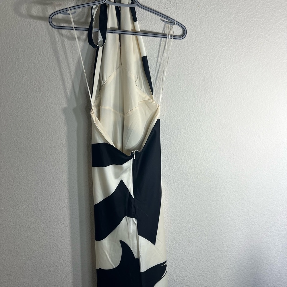 Anthropologie women’s Bardot Citron abstract colorblock print Halter Midi Dress - Picture 6 of 12